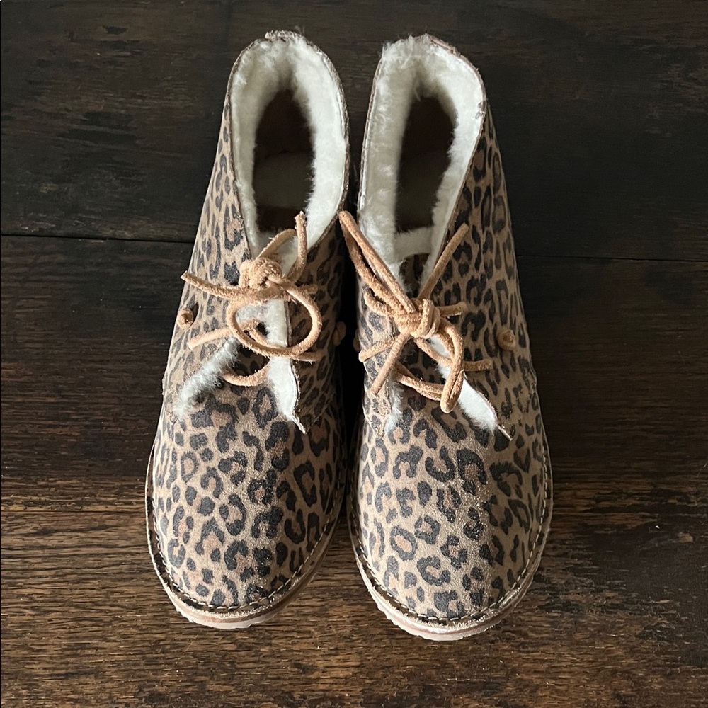 NWT BEEK Penguin Leopard Print Fur-Lined Ankle Boots